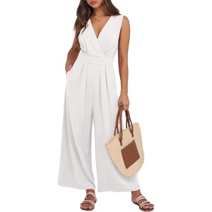image:imageANRABESS Women Jumpsuits Sleeveless V Neck Elegant Dressy Casual Backless One Piece Pants Romper 2026 Summer OutfitsWhite