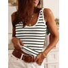 image:imageANRABESS Women Tank Tops Scoop Neck Ribbed Knit Summer Sweater 2026 Sleeveless Casual Shirts Cute Beach Vacation ClothesBlack White Stripe