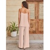 image:imageANRABESS Womens 2 Piece Summer Sets Casual Sleeveless Top and Wide Leg Pants Set Loose Loungewear Vacation Travel OutfitsApricot