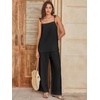 image:imageANRABESS Womens 2 Piece Summer Sets Casual Sleeveless Top and Wide Leg Pants Set Loose Loungewear Vacation Travel OutfitsBlack