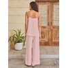 image:imageANRABESS Womens 2 Piece Summer Sets Casual Sleeveless Top and Wide Leg Pants Set Loose Loungewear Vacation Travel OutfitsBright Pink