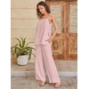image:imageANRABESS Womens 2 Piece Summer Sets Casual Sleeveless Top and Wide Leg Pants Set Loose Loungewear Vacation Travel OutfitsBright Pink