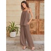 image:imageANRABESS Womens 2 Piece Summer Sets Casual Sleeveless Top and Wide Leg Pants Set Loose Loungewear Vacation Travel OutfitsBrown