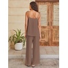 image:imageANRABESS Womens 2 Piece Summer Sets Casual Sleeveless Top and Wide Leg Pants Set Loose Loungewear Vacation Travel OutfitsBrown