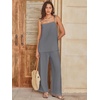 image:imageANRABESS Womens 2 Piece Summer Sets Casual Sleeveless Top and Wide Leg Pants Set Loose Loungewear Vacation Travel OutfitsDark Gray