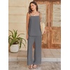 image:imageANRABESS Womens 2 Piece Summer Sets Casual Sleeveless Top and Wide Leg Pants Set Loose Loungewear Vacation Travel OutfitsDark Gray