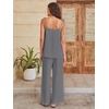 image:imageANRABESS Womens 2 Piece Summer Sets Casual Sleeveless Top and Wide Leg Pants Set Loose Loungewear Vacation Travel OutfitsDark Gray