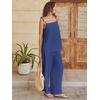 image:imageANRABESS Womens 2 Piece Summer Sets Casual Sleeveless Top and Wide Leg Pants Set Loose Loungewear Vacation Travel OutfitsDeep Blue