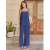 image:imageANRABESS Womens 2 Piece Summer Sets Casual Sleeveless Top and Wide Leg Pants Set Loose Loungewear Vacation Travel OutfitsDeep Blue