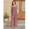 image:imageANRABESS Womens 2 Piece Summer Sets Casual Sleeveless Top and Wide Leg Pants Set Loose Loungewear Vacation Travel OutfitsDusty Rose