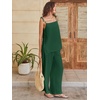 image:imageANRABESS Womens 2 Piece Summer Sets Casual Sleeveless Top and Wide Leg Pants Set Loose Loungewear Vacation Travel OutfitsForest Green