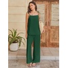 image:imageANRABESS Womens 2 Piece Summer Sets Casual Sleeveless Top and Wide Leg Pants Set Loose Loungewear Vacation Travel OutfitsForest Green