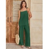 image:imageANRABESS Womens 2 Piece Summer Sets Casual Sleeveless Top and Wide Leg Pants Set Loose Loungewear Vacation Travel OutfitsForest Green
