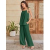 image:imageANRABESS Womens 2 Piece Summer Sets Casual Sleeveless Top and Wide Leg Pants Set Loose Loungewear Vacation Travel OutfitsForest Green