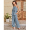 image:imageANRABESS Womens 2 Piece Summer Sets Casual Sleeveless Top and Wide Leg Pants Set Loose Loungewear Vacation Travel OutfitsGrey Blue