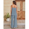 image:imageANRABESS Womens 2 Piece Summer Sets Casual Sleeveless Top and Wide Leg Pants Set Loose Loungewear Vacation Travel OutfitsGrey Blue