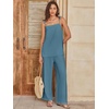 image:imageANRABESS Womens 2 Piece Summer Sets Casual Sleeveless Top and Wide Leg Pants Set Loose Loungewear Vacation Travel OutfitsLake