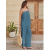 image:imageANRABESS Womens 2 Piece Summer Sets Casual Sleeveless Top and Wide Leg Pants Set Loose Loungewear Vacation Travel OutfitsLake