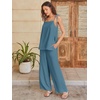 image:imageANRABESS Womens 2 Piece Summer Sets Casual Sleeveless Top and Wide Leg Pants Set Loose Loungewear Vacation Travel OutfitsLake
