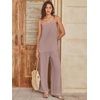 image:imageANRABESS Womens 2 Piece Summer Sets Casual Sleeveless Top and Wide Leg Pants Set Loose Loungewear Vacation Travel OutfitsLight Camel