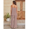 image:imageANRABESS Womens 2 Piece Summer Sets Casual Sleeveless Top and Wide Leg Pants Set Loose Loungewear Vacation Travel OutfitsLight Camel
