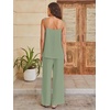 image:imageANRABESS Womens 2 Piece Summer Sets Casual Sleeveless Top and Wide Leg Pants Set Loose Loungewear Vacation Travel OutfitsLight Green