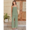 image:imageANRABESS Womens 2 Piece Summer Sets Casual Sleeveless Top and Wide Leg Pants Set Loose Loungewear Vacation Travel OutfitsLight Green