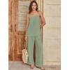 image:imageANRABESS Womens 2 Piece Summer Sets Casual Sleeveless Top and Wide Leg Pants Set Loose Loungewear Vacation Travel OutfitsLight Green