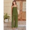image:imageANRABESS Womens 2 Piece Summer Sets Casual Sleeveless Top and Wide Leg Pants Set Loose Loungewear Vacation Travel OutfitsOlive Green