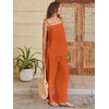 image:imageANRABESS Womens 2 Piece Summer Sets Casual Sleeveless Top and Wide Leg Pants Set Loose Loungewear Vacation Travel OutfitsOrange