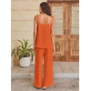 image:imageANRABESS Womens 2 Piece Summer Sets Casual Sleeveless Top and Wide Leg Pants Set Loose Loungewear Vacation Travel OutfitsOrange