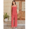 image:imageANRABESS Womens 2 Piece Summer Sets Casual Sleeveless Top and Wide Leg Pants Set Loose Loungewear Vacation Travel OutfitsOrange Red
