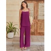 image:imageANRABESS Womens 2 Piece Summer Sets Casual Sleeveless Top and Wide Leg Pants Set Loose Loungewear Vacation Travel OutfitsPurple Red