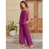 image:imageANRABESS Womens 2 Piece Summer Sets Casual Sleeveless Top and Wide Leg Pants Set Loose Loungewear Vacation Travel OutfitsPurple Red