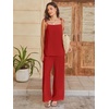 image:imageANRABESS Womens 2 Piece Summer Sets Casual Sleeveless Top and Wide Leg Pants Set Loose Loungewear Vacation Travel OutfitsRed