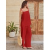 image:imageANRABESS Womens 2 Piece Summer Sets Casual Sleeveless Top and Wide Leg Pants Set Loose Loungewear Vacation Travel OutfitsRed