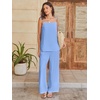 image:imageANRABESS Womens 2 Piece Summer Sets Casual Sleeveless Top and Wide Leg Pants Set Loose Loungewear Vacation Travel OutfitsSky Blue