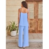 image:imageANRABESS Womens 2 Piece Summer Sets Casual Sleeveless Top and Wide Leg Pants Set Loose Loungewear Vacation Travel OutfitsSky Blue