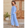 image:imageANRABESS Womens 2 Piece Summer Sets Casual Sleeveless Top and Wide Leg Pants Set Loose Loungewear Vacation Travel OutfitsSky Blue