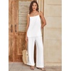 image:imageANRABESS Womens 2 Piece Summer Sets Casual Sleeveless Top and Wide Leg Pants Set Loose Loungewear Vacation Travel OutfitsWhite