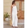 image:imageANRABESS Womens 2 Piece Summer Sets Casual Sleeveless Top and Wide Leg Pants Set Loose Loungewear Vacation Travel OutfitsWhite