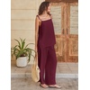 image:imageANRABESS Womens 2 Piece Summer Sets Casual Sleeveless Top and Wide Leg Pants Set Loose Loungewear Vacation Travel OutfitsWine Red
