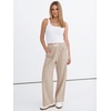 image:imageANRABESS Womens Casual Pants 2026 Summer Loose Fit Lounge Pants with Pockets High Waisted Elastic Waist Straight Leg Trousers Parchment S