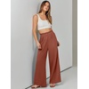 image:imageANRABESS Womens Linen Pants 2026 Summer Casual Loose Wide Leg Palazzo Pants High Waist Flowy Beach Trousers Work OutfitsBrown Red