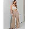 image:imageANRABESS Womens Linen Pants 2026 Summer Casual Loose Wide Leg Palazzo Pants High Waist Flowy Beach Trousers Work OutfitsKhaki