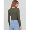 image:imageANRABESS Womens Long Sleeve Deep V Neck Tops  Basic Tee Shirt Slim Fit Stretchy Soft Breathable Rib Knit Fabric Fall Winter Layer Casual Work VacationEvery Day WearArmy Green
