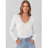 image:imageANRABESS Womens Long Sleeve Deep V Neck Tops  Basic Tee Shirt Slim Fit Stretchy Soft Breathable Rib Knit Fabric Fall Winter Layer Casual Work VacationEvery Day WearWhite