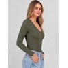 image:imageANRABESS Womens Long Sleeve Deep V Neck Tops  Basic Tee Shirt Slim Fit Stretchy Soft Breathable Rib Knit Fabric Fall Winter Layer Casual Work VacationEvery Day WearArmy Green