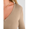 image:imageANRABESS Womens Long Sleeve Deep V Neck Tops  Basic Tee Shirt Slim Fit Stretchy Soft Breathable Rib Knit Fabric Fall Winter Layer Casual Work VacationEvery Day WearLight Khaki
