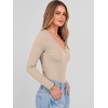 image:imageANRABESS Womens Long Sleeve Deep V Neck Tops  Basic Tee Shirt Slim Fit Stretchy Soft Breathable Rib Knit Fabric Fall Winter Layer Casual Work VacationEvery Day WearBeige